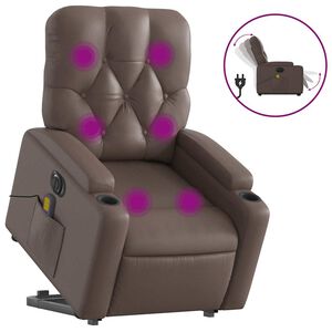 vidaXL elektrisks masāžas krēsls paceļams/atgāžams, brūna mākslīgā āda