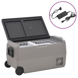 vidaXL aukstumkaste, riteņi, adapteris, 36 L, PP, PE, melna, pelēka