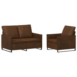 vidaXL Dīvānu komplekts 2 pcs Brūna Mākslīgais zam&scaron;s