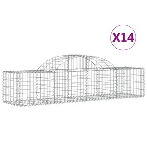 vidaXL arkveida gabiona grozi, 14 gb., 200x50x40/60 cm, cinkota dzelzs