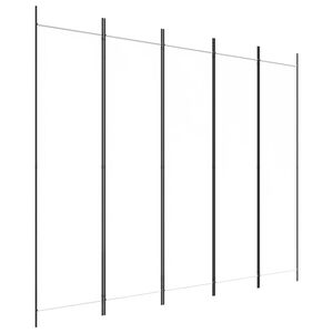 vidaXL 5-paneļu istabas aizslietnis, 250x200 cm, balts audums