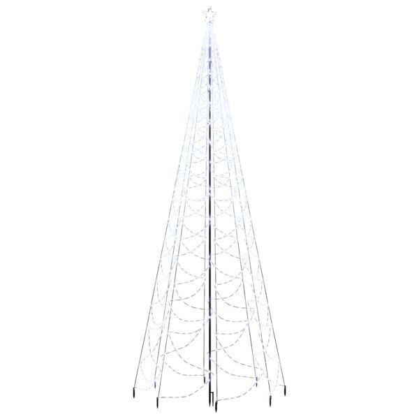 vidaXL Ziemassvētku eglīte ar metāla kātu, 1400 vēsi baltas LED, 3 m