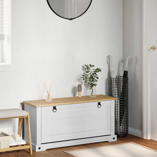 vidaXL Apavu skapis Corona Balts 99 x 32 x 49 cm Ciets priedes koks