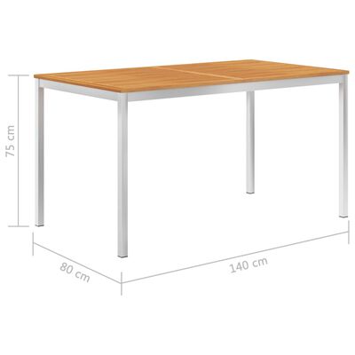 vidaXL dārza galds, 150x150x75 cm, masīvs tīkkoks un tērauds