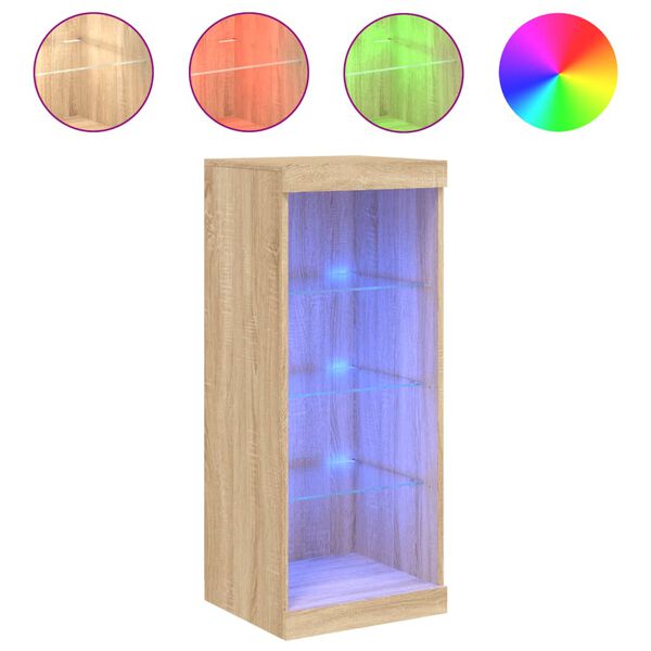 vidaXL kumode ar LED lampiņām, ozolkoka krāsa, 41x37x100 cm