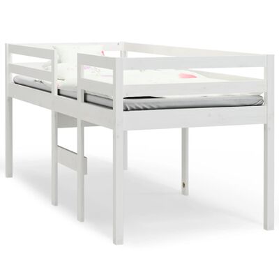 vidaXL augstā gulta, balta, 90x190 cm, priedes masīvkoks