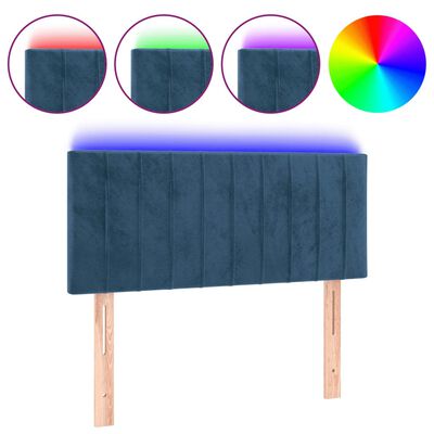 vidaXL gultas galvgalis ar LED, 80x5x78/88 cm, tumši zils samts