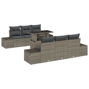 vidaXL Dārza dīvānu komplekts ar spilvenu 7 pcs Pelēka