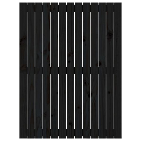 vidaXL sienas galvgalis, melns, 82,5x3x110 cm, priedes masīvkoks