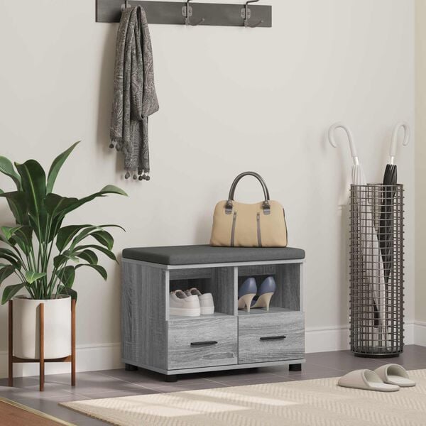 vidaXL Zāles sols ar spilvenu Pelēks Sonoma 60 x 38 x 46 cm