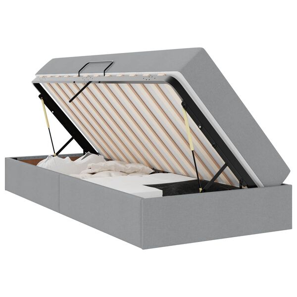 vidaXL Gulta ar uzglabā&scaron;anas vietu un matraci Gai&scaron;i pelēks 90 x 190 cm