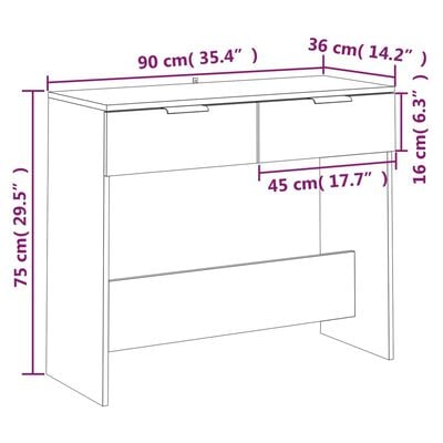 vidaXL konsoles galdiņš, ozola krāsa, 90x36x75 cm, inženierijas koks