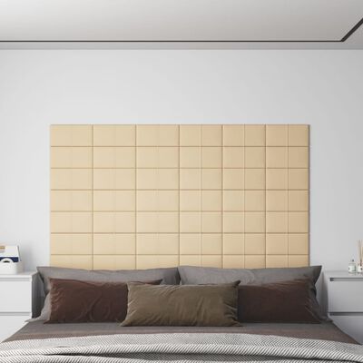 vidaXL sienas paneļi, 12 gab., krēmkrāsas, 30x15 cm, audums, 0,54 m²