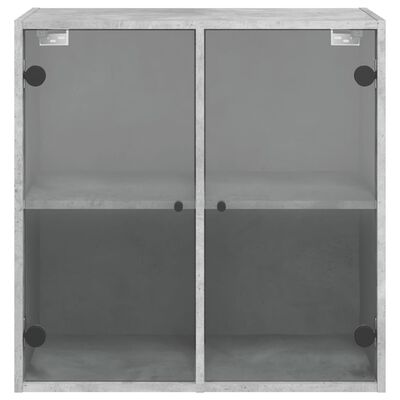 vidaXL skapītis ar stikla durvīm, betona pelēks, 68x37x68,5 cm