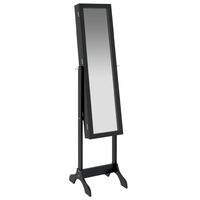 vidaXL grīdas spogulis, melns, 34x37x146 cm