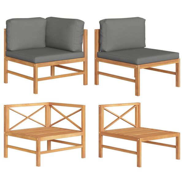 vidaXL 2-daļīgs dārza mēbeļu komplekts, tum&scaron;i pelēki spilveni, tīkkoks