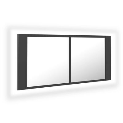 vidaXL vannasistabas spoguļskapītis ar LED, pelēks, 100x12x45, akrils