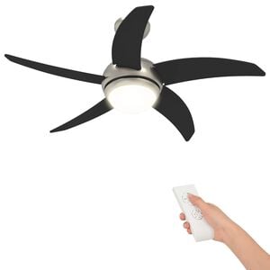 vidaXL Griestu ventilators ar gaismu un tālvadību &Oslash; 110 cm Melns