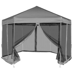 vidaXL nojume ar 6 sānu sienām, ātri uzstādāma, 3,6x3,1 m, pelēka