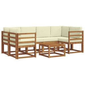 vidaXL Āra dīvānu komplekts ar spilvenu 7 pcs Dabisks un krējuma