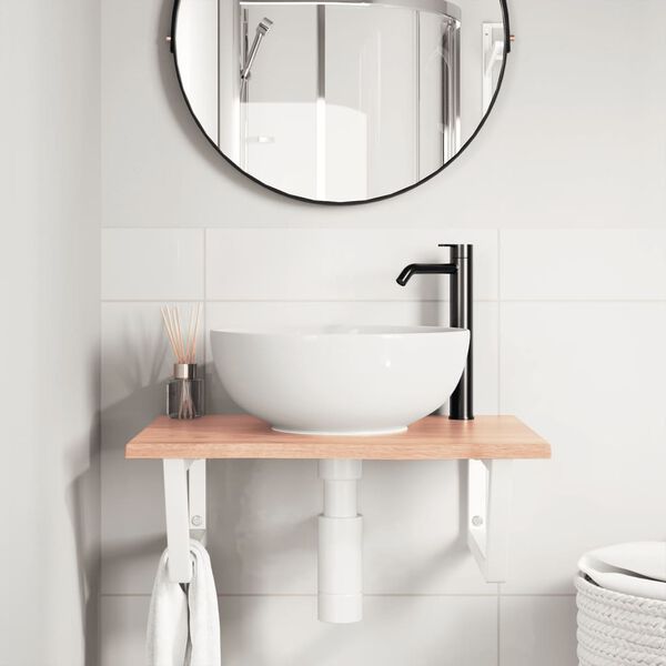 vidaXL izlietnes plaukts, stiprināms pie sienas, tērauds, ozola koks