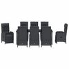vidaXL Dārza ēdamgalds ar spilvenu 9 pcs Melna poliratāns