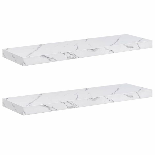 vidaXL Sienas plaukts 2 pcs Balts marmors 80 x 23,5 x 4 cm
