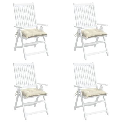 vidaXL dārza krēslu spilveni, 4 gab., krēmbalti, 40x40x7 cm, audums