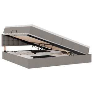 vidaXL Gulta ar uzglabā&scaron;anas vietu un LED Pelēkbrūna 200 x 200 cm