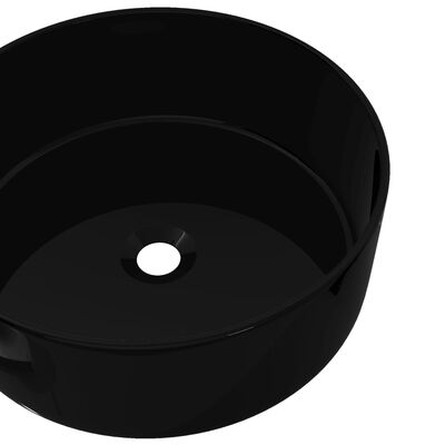 vidaXL izlietne, 40x15 cm, apaļa, melna keramika