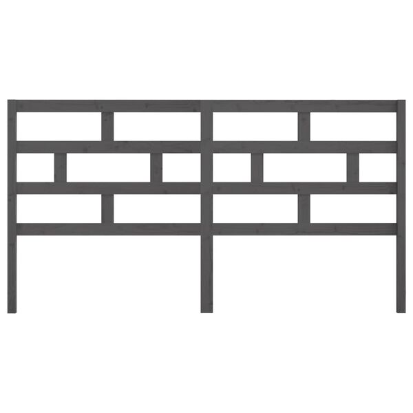 vidaXL gultas galvgalis, pelēks, 186x4x100 cm, priedes masīvkoks