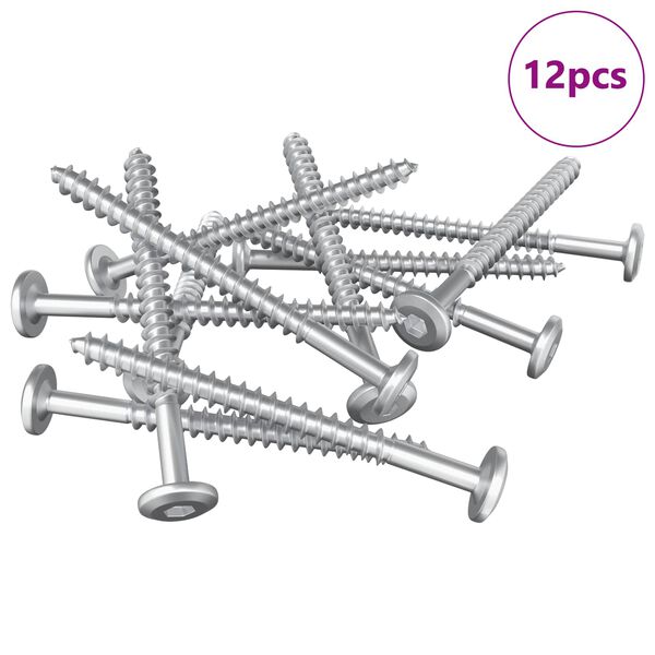 vidaXL Koka skrūves 12 pcs Sudraba M6 x 70 mm Tērauds
