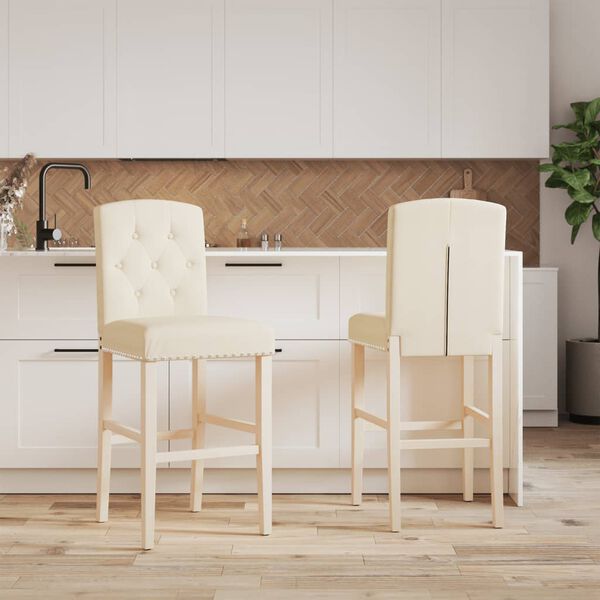 vidaXL bāra krēsli, 2 gab., masīvs gumijkoks un audums