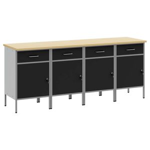 vidaXL Darba skapis 4 gab. Melns un pelēks 200 x 55 x 85 cm