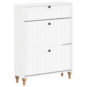 vidaXL Apavu skapis ALKMAAR 78 x 24 x 103 cm Inženierijas koks Balts