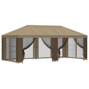 vidaXL Dārza paviljons ar sānu sienām 6 x 3 m Bē&scaron;a