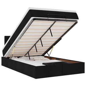 vidaXL Osmaņu gultas rāmis ar matrača melns 120x190 cm audums