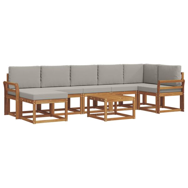 vidaXL Āra dīvānu komplekts ar spilvenu 8 pcs Dabīgs un gai&scaron;i pelēks