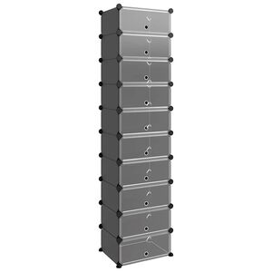 vidaXL apavu plaukts, melns, 44x32x174 cm, plastmasa