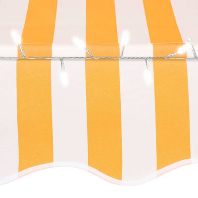 vidaXL izvelkama markīze ar LED, manuāla, 200 cm, balta un oranža