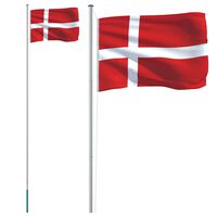 vidaXL Dānijas karogs un masts, 6,23 m, alumīnijs