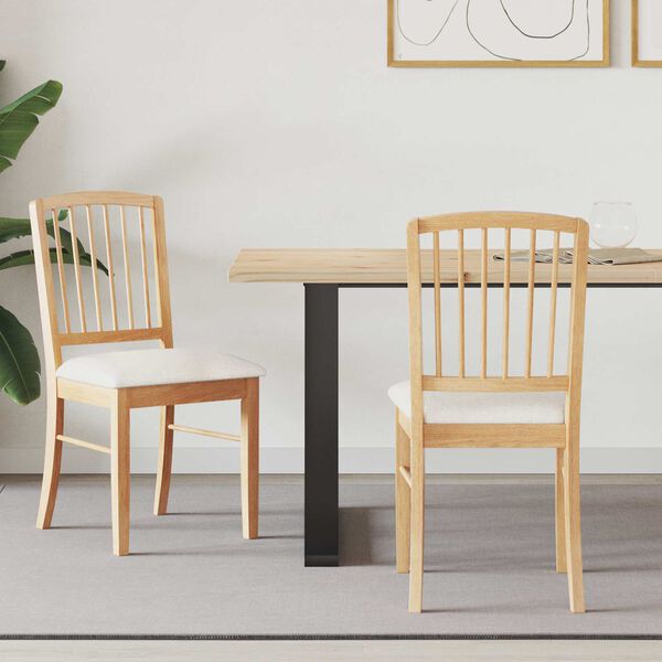 vidaXL Ēdamkrēsli 2 pcs Dabiska 50 x 52,5 x 91 cm Ciets gumijas koks