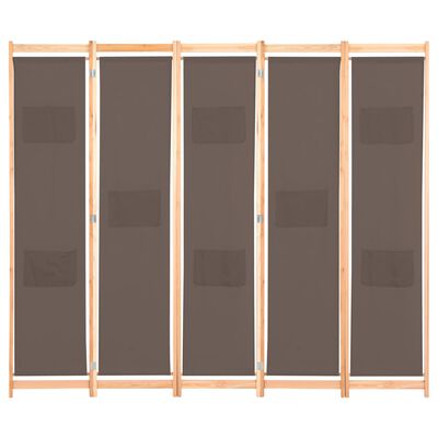 vidaXL 5-paneļu istabas aizslietnis, 200x170x4 cm, brūns audums