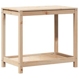 vidaXL stādī&scaron;anas galds ar plauktu, 82,5x50x75 cm, priedes masīvkoks