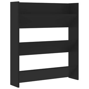 vidaXL sienas apavu plaukts, 80x18x90 cm, melns, inženierijas koks