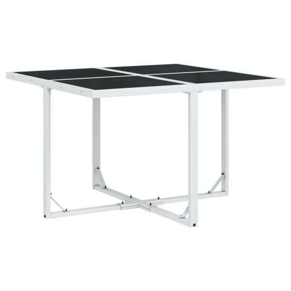 vidaXL 5-daļīgs dārza mēbeļu komplekts ar matračiem, balts tekstilēns