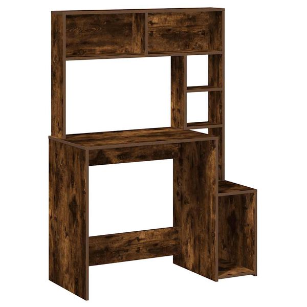 vidaXL rakstāmgalds ar plauktiem, ozolkoka krāsā, 100x45x140 cm