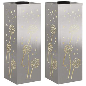 vidaXL Saules LED ceļa gaisma 2 pcs Sudraba Nerūsējo&scaron;s tērauds