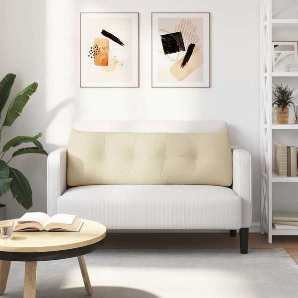 vidaXL Atpakaļ spilvens Krēmkrāsa 140 x 24 x 50 cm audums