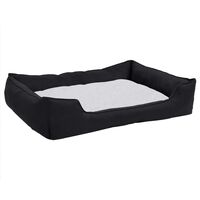 vidaXL suņu gulta, melna ar baltu, 85,5x70x23 cm, lina dizains, flīss